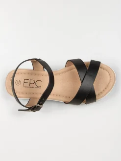 Sandales compensées noires fille (31-38)