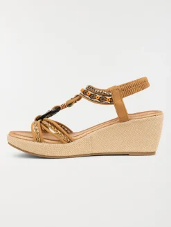 Sandales compensées perles femme (36-41)
