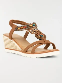 Sandales compensées perles femme (36-41)
