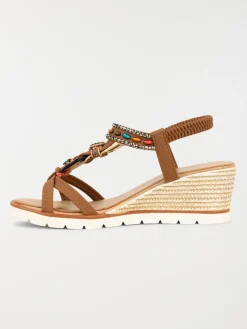 Sandales compensées perles femme (36-41)