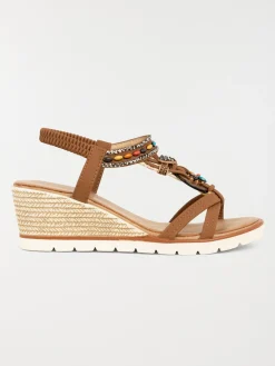 Sandales compensées perles femme (36-41)