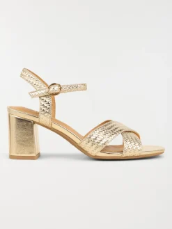 Sandales dorées à talon femme (36-41)