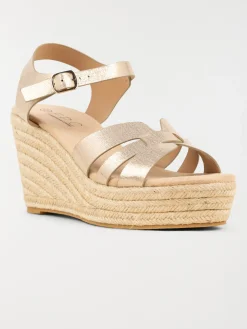Sandales dorées compensées femme (36-41)