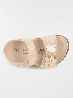 Sandales dorées fleur fille (20-23)