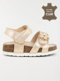Sandales dorées fleur fille (20-23)