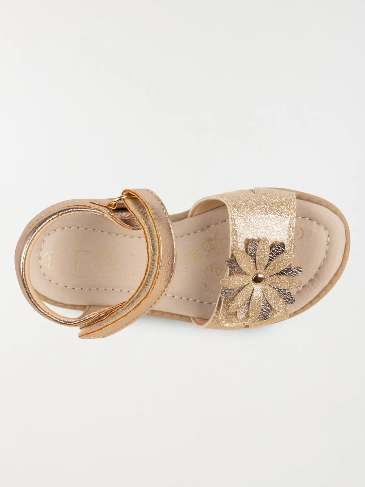 Sandales dorées fleurs 3D fille (24-30)