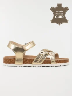Sandales dorées fleurs fille (24-30)