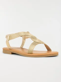 Sandales dorées plates femme (36-41)