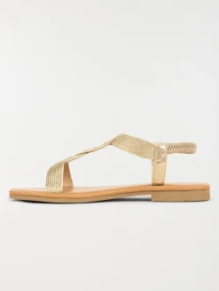 Sandales dorées plates femme (36-41)