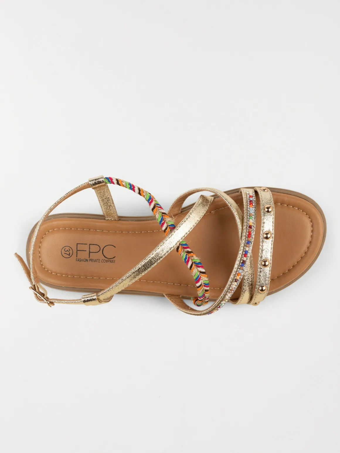 Sandales dorées plates femme (36-41)