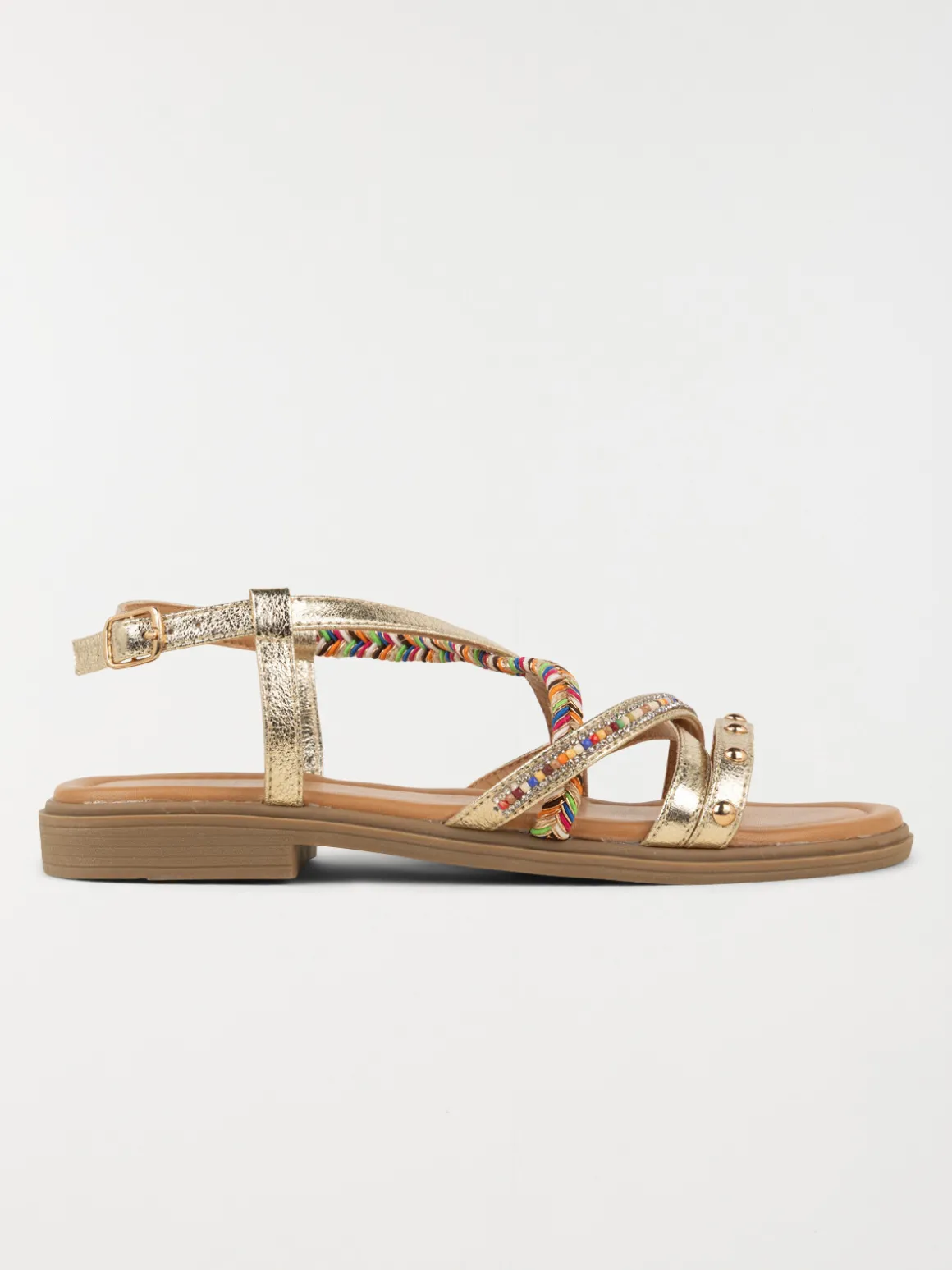 Sandales dorées plates femme (36-41)