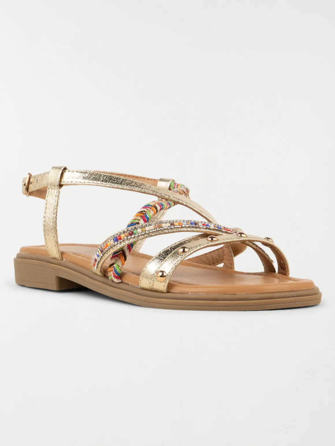 Sandales dorées plates femme (36-41)