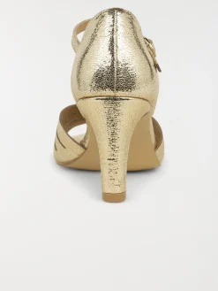 Sandales dorées talon haut femme (36-41)