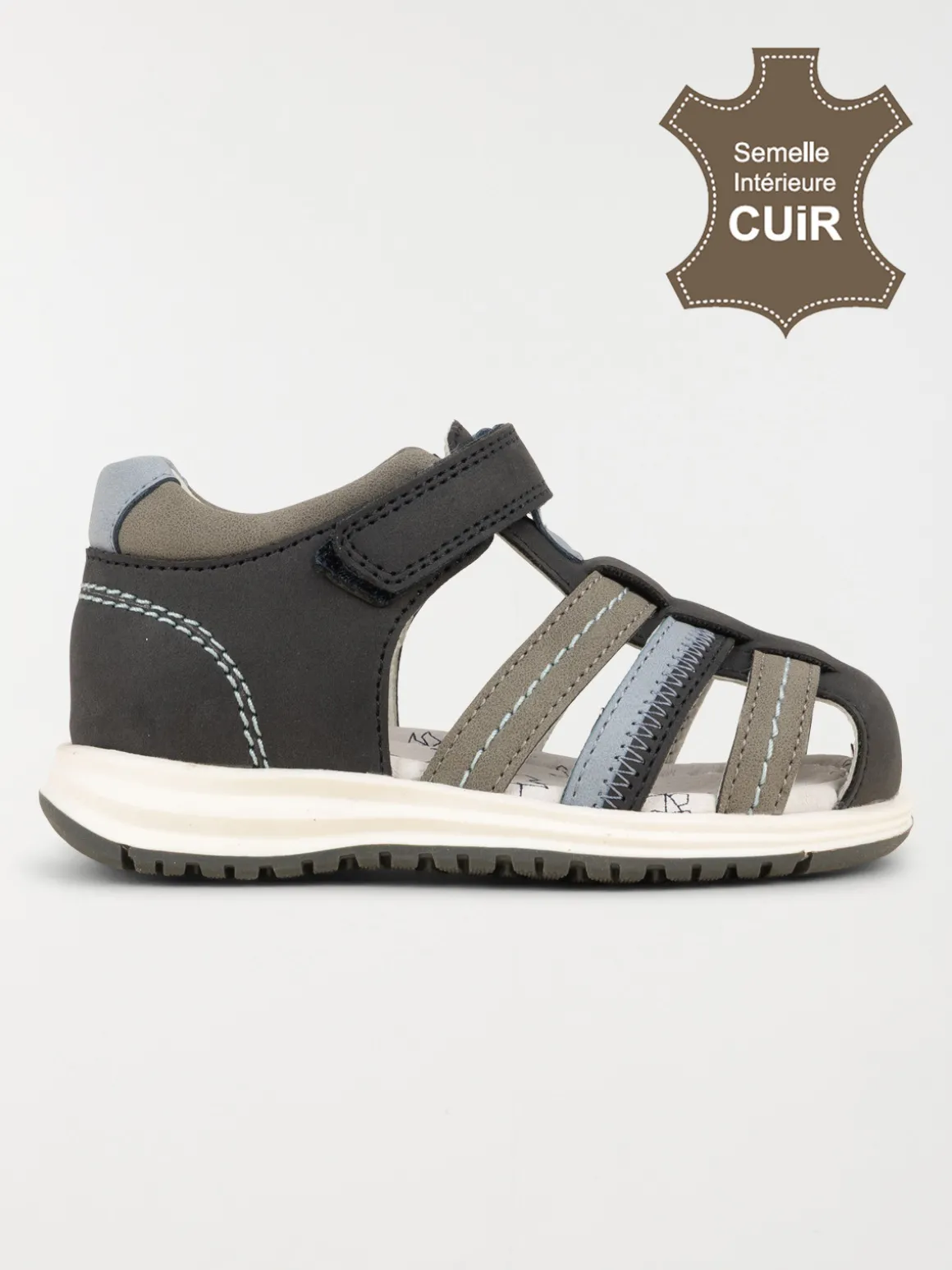 Sandales fermées grises garçon (24-30)