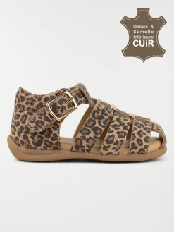 Sandales léopard et coeurs fille (19-23)