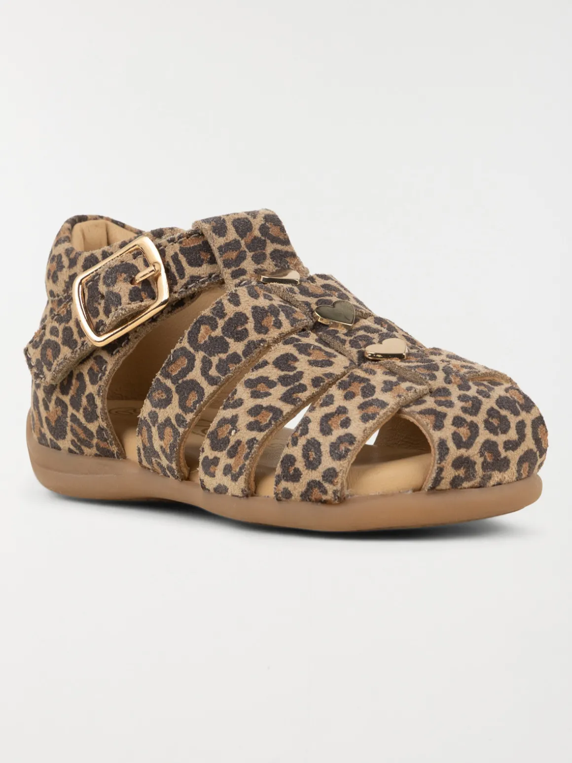 Sandales léopard et coeurs fille (19-23)