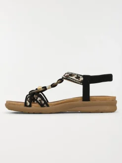Sandales léopard et perles femme (36-41)