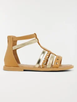 Sandales montantes camel fille (31-36)