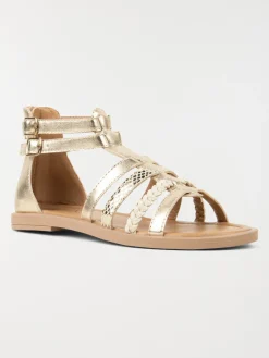 Sandales montantes dorées fille (24-30)