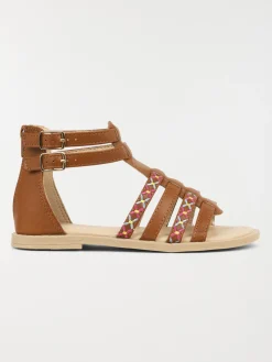 Sandales montantes fille marron (24-30)