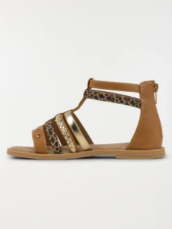 Sandales montantes léopard fille (24-30)
