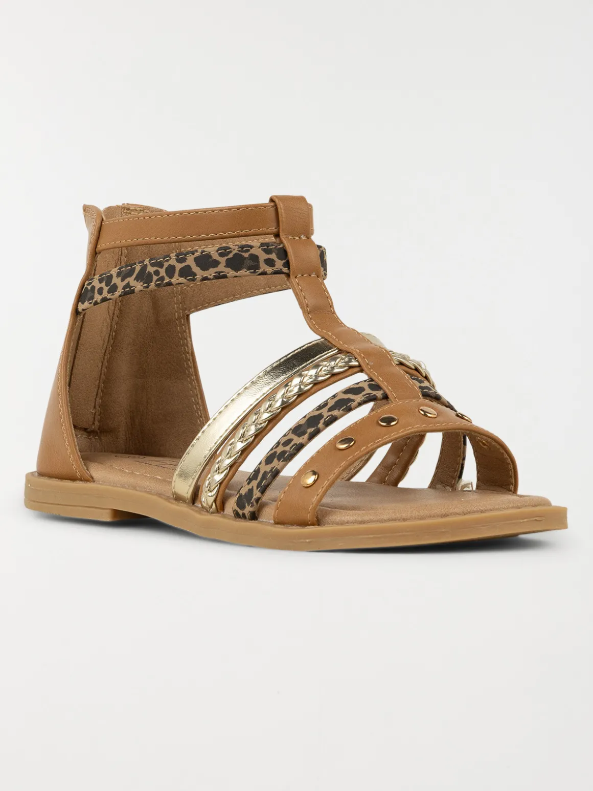 Sandales montantes léopard fille (31-36)
