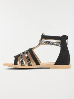 Sandales montantes noires fille (31-37)