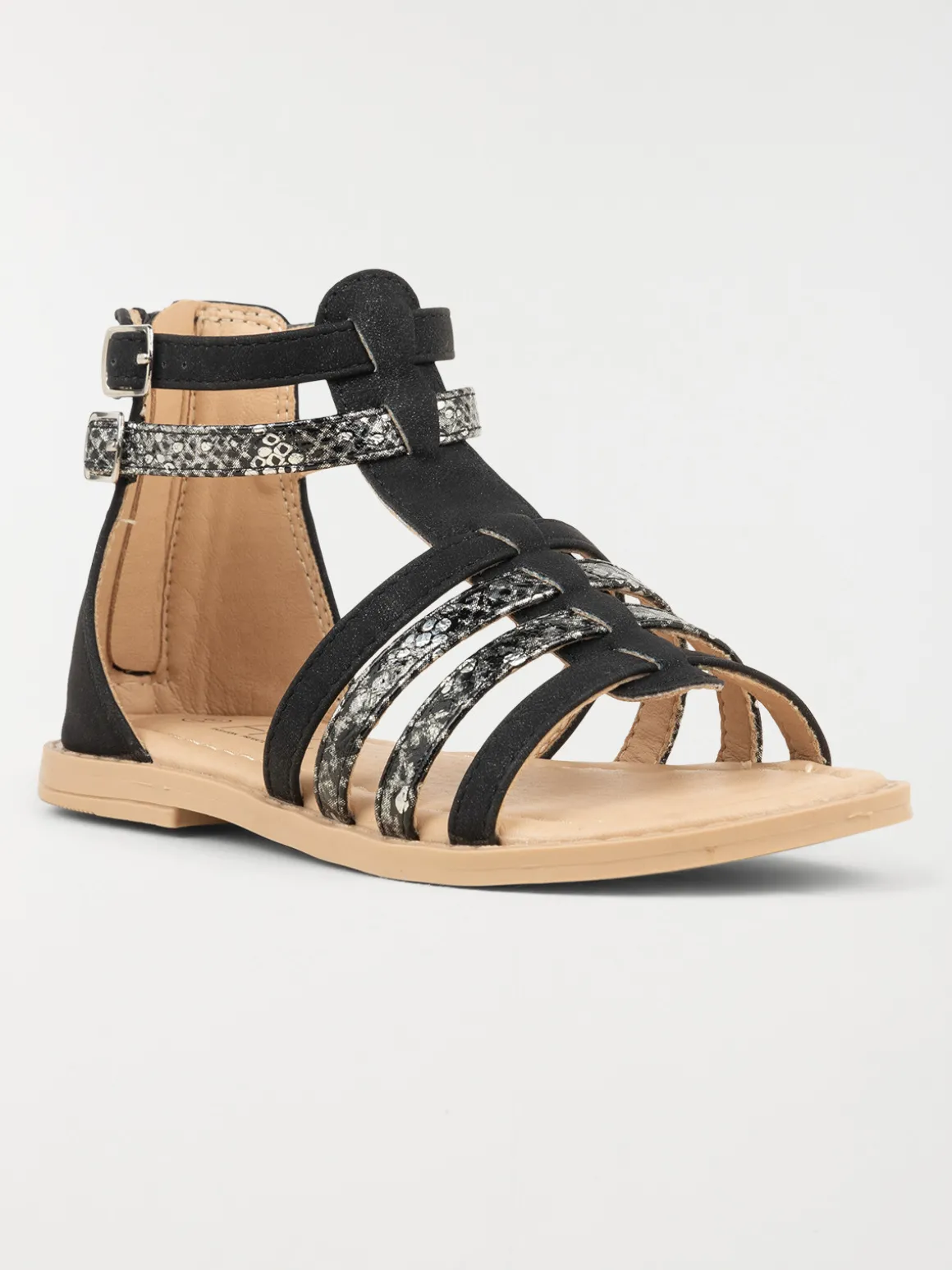 Sandales montantes noires fille (31-37)