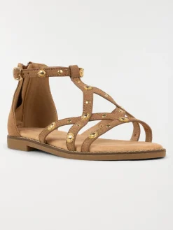 Sandales montantes tan femme (36-41)
