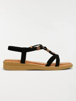 Sandales noires perles femme (36-41)