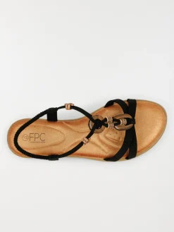 Sandales noires perles femme (36-41)