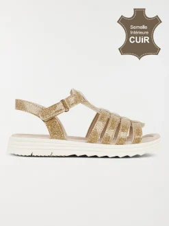 Sandales pailletées dorées fille (31-36)