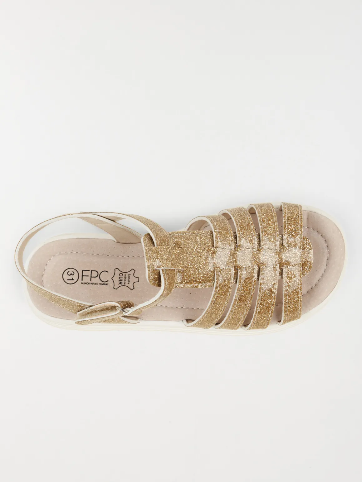 Sandales pailletées dorées fille (31-36)