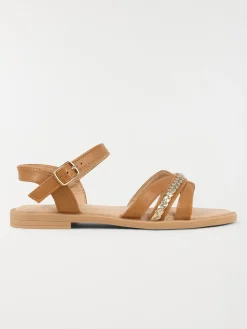 Sandales plates camel fille (31-36)