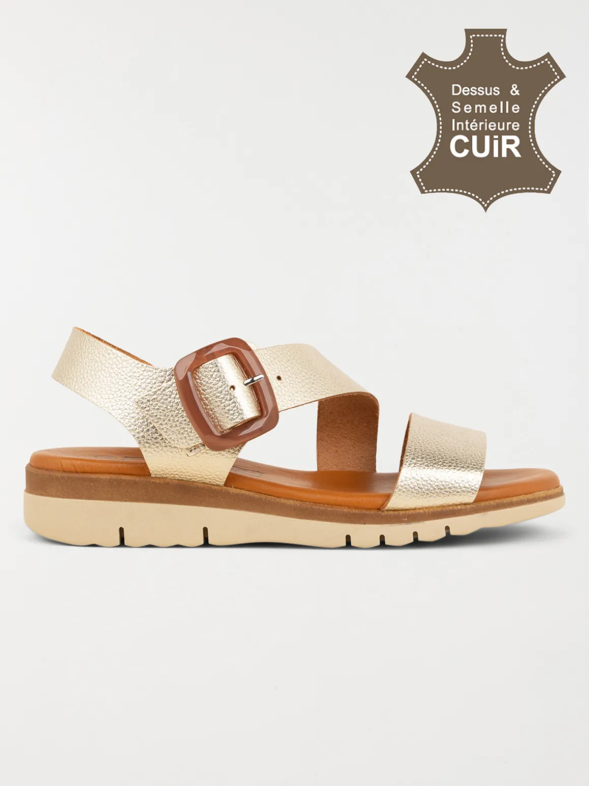 Sandales plates coloris or femme (36-41)