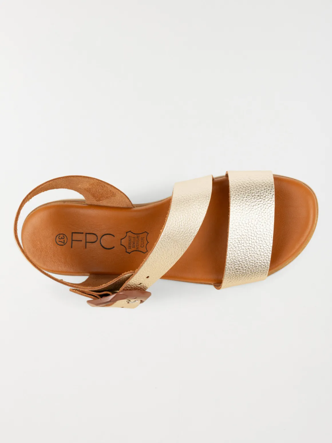Sandales plates coloris or femme (36-41)