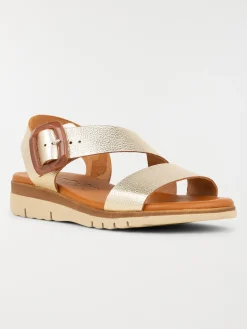 Sandales plates coloris or femme (36-41)