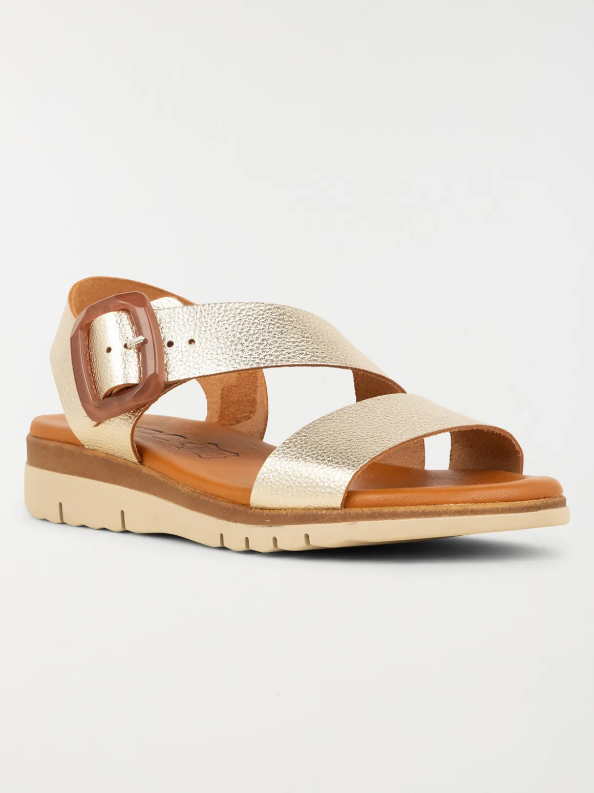 Sandales plates coloris or femme (36-41)