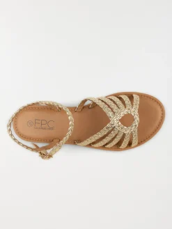 Sandales plates dorées femme (36-41)