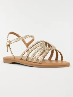 Sandales plates dorées femme (36-41)
