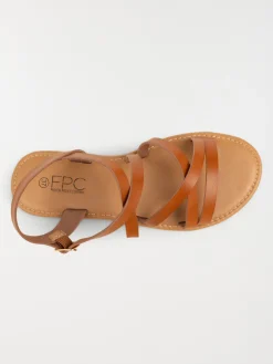 Sandales plates femme camel (36-41)