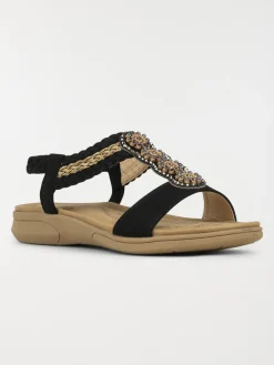 Sandales plates perles femme (36-41)