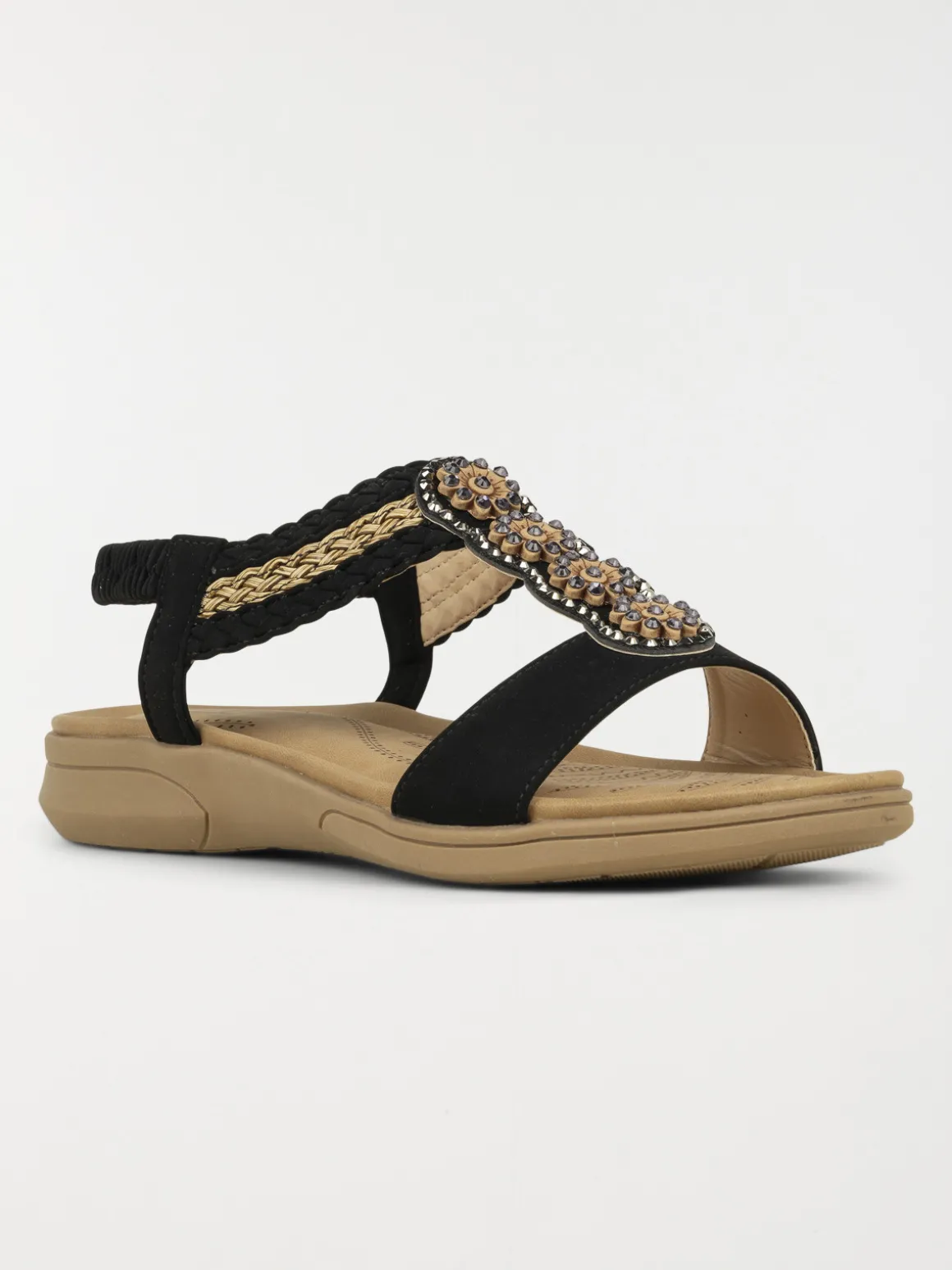 Sandales plates perles femme (36-41)