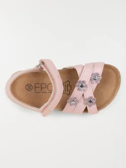 Sandales roses fleurs fille (24-30)