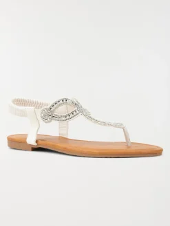 Sandales strass blanches femme (37-42)