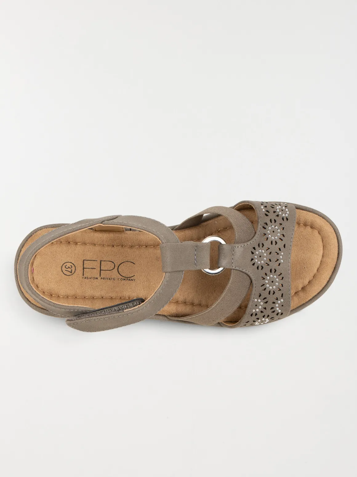 Sandales taupe ajourées femme (37-42)