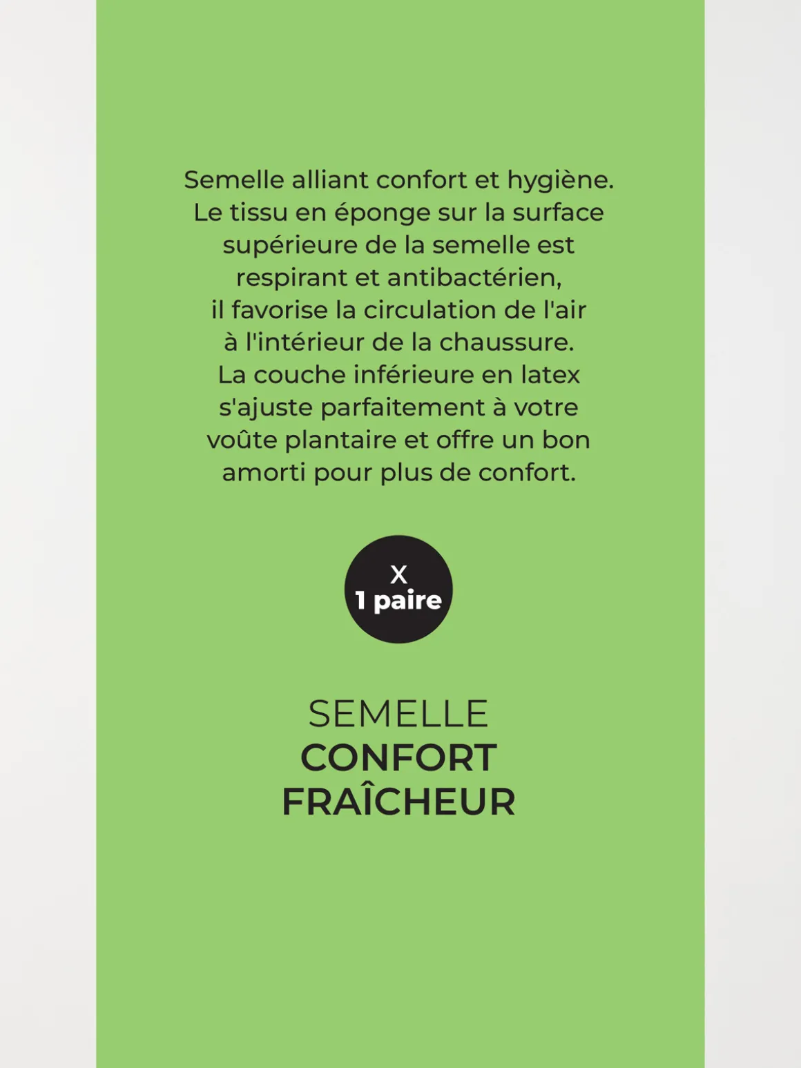 Semelle confort fraîcheur
