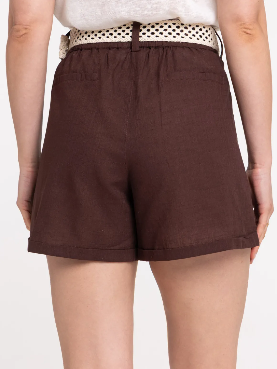 Short ceinturé femme
