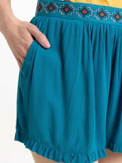 Short ceinture brodée femme