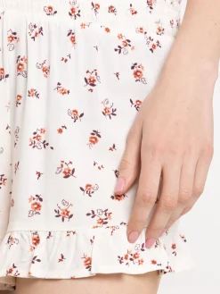 Short écru fleuri femme